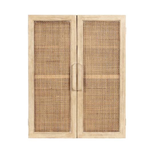 Kate and Laurel Ori Rattan & Wood 2-Door Wall Cabinet